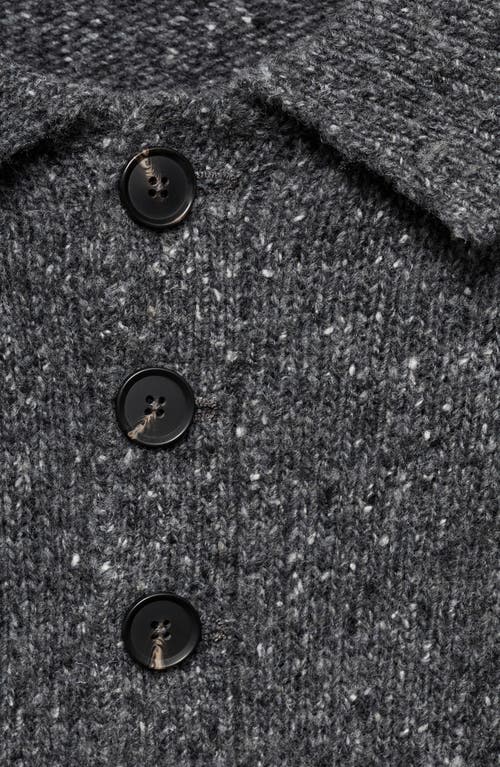 Mango Marbled Wool Blend Knit Polo Sweater In Gray