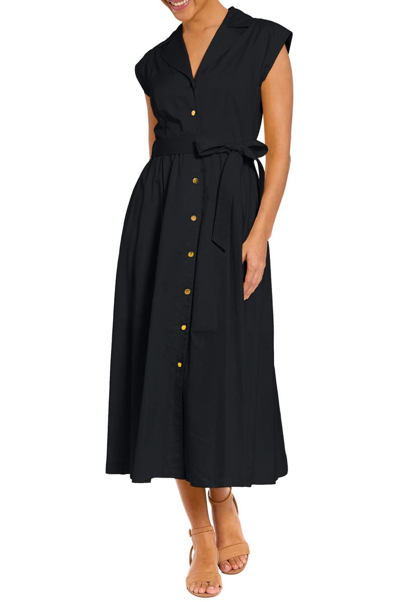 London Times Tie Waist Cap Sleeve Shirtdress, Main, color, 