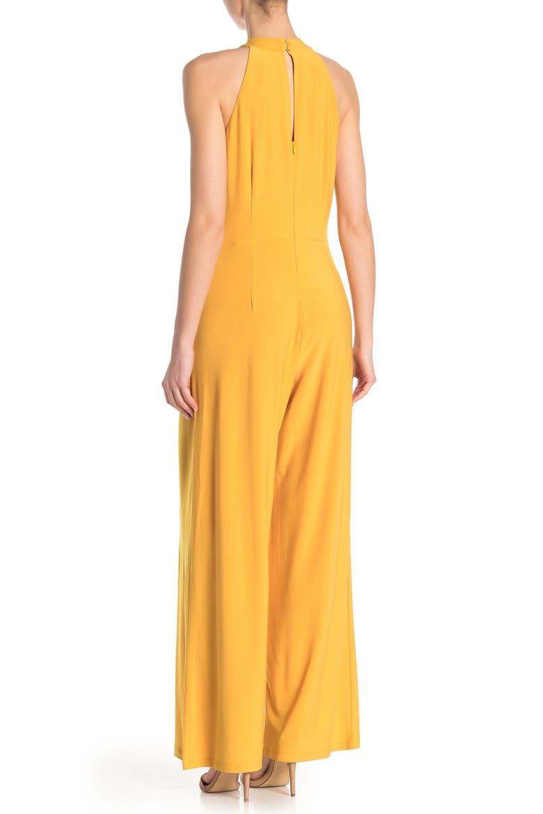 Twist Halter Knit Jumpsuit, Alternate, color, MUSTARD