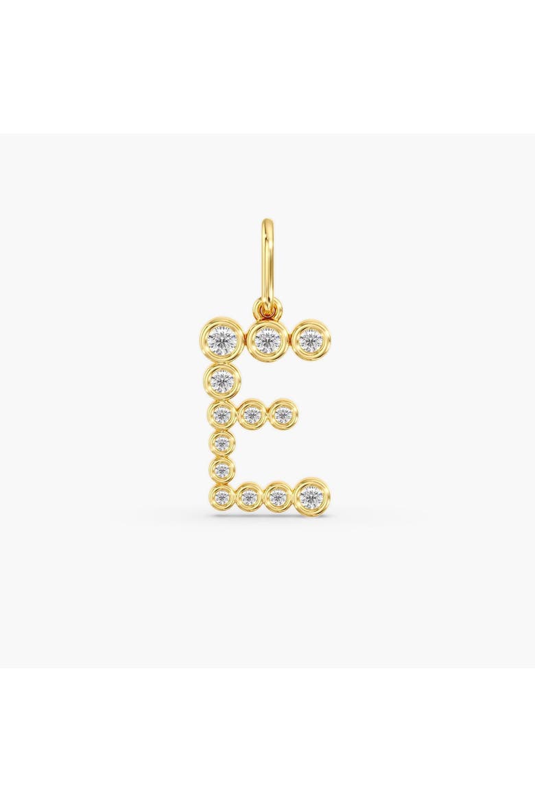 Bezel Letter "E" Lab Diamond Charm in 14K, Main, color, Yellow Gold