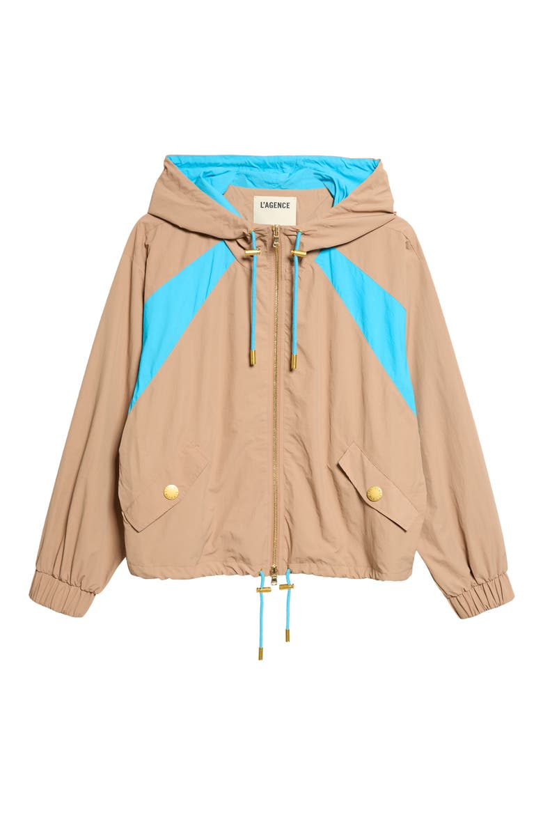Lark Colorblock Windbreaker, Main, color, LIGHT HAZELNUT/ CAPRI BLUE