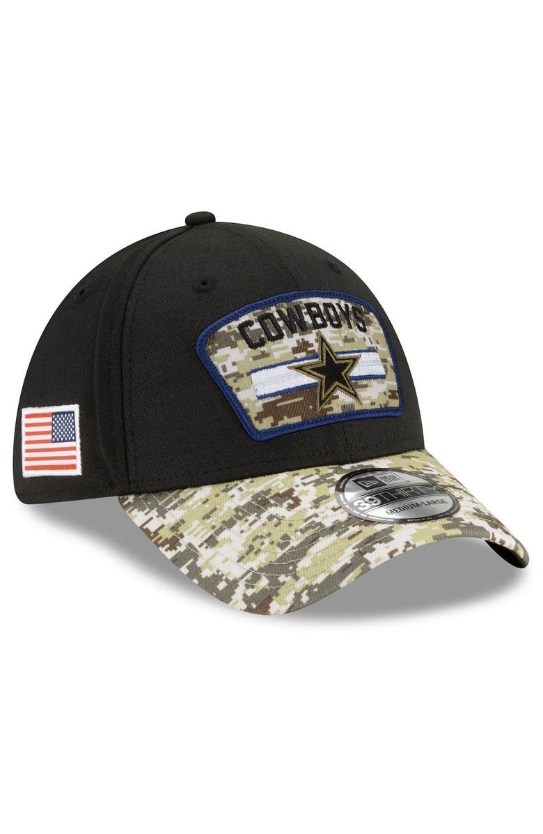 New Era Men's New Era Black/Camo Dallas Cowboys 2021 Salute To Service 39THIRTY Flex Hat, Alternate, color, 