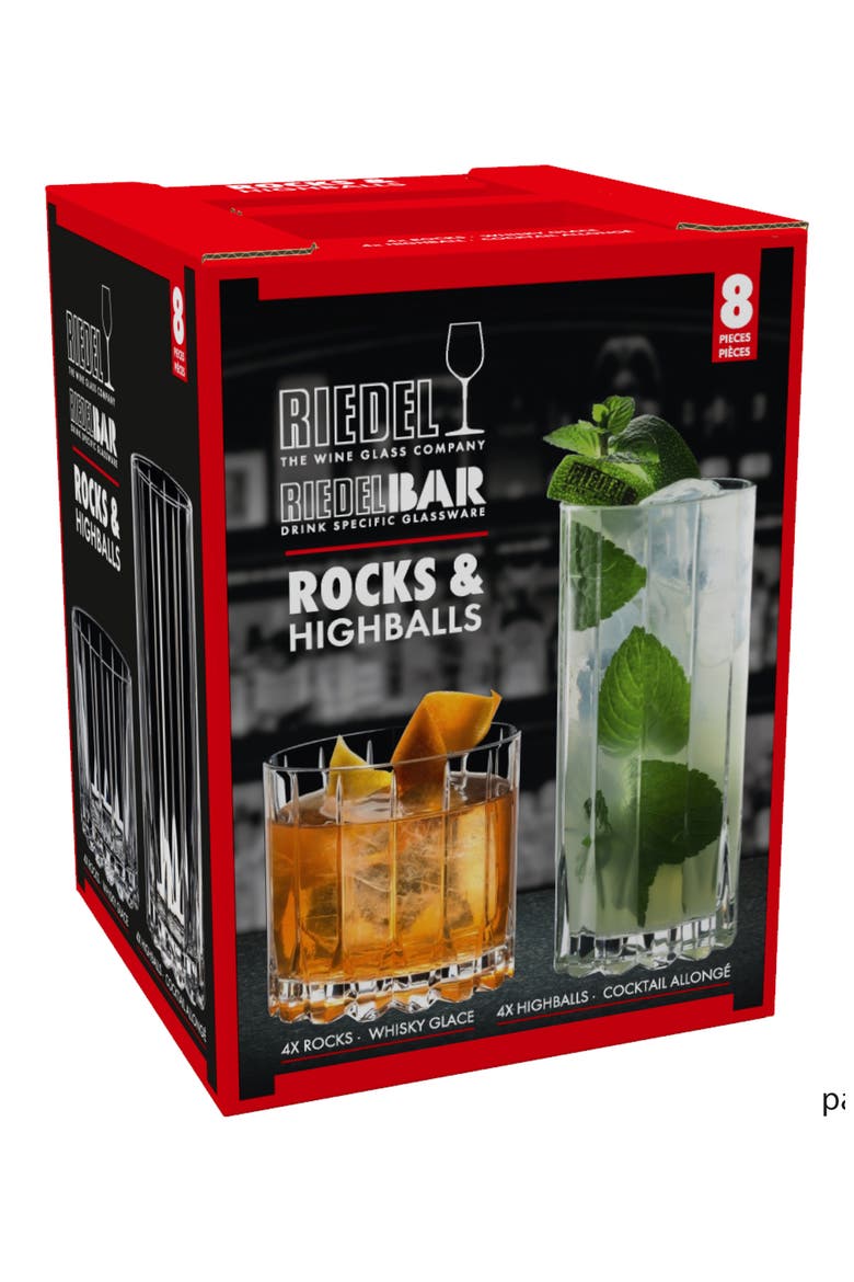Drink Specific Glassware Set of 8 Rocks & Highball Glasses, Alternate, color, CLEAR
