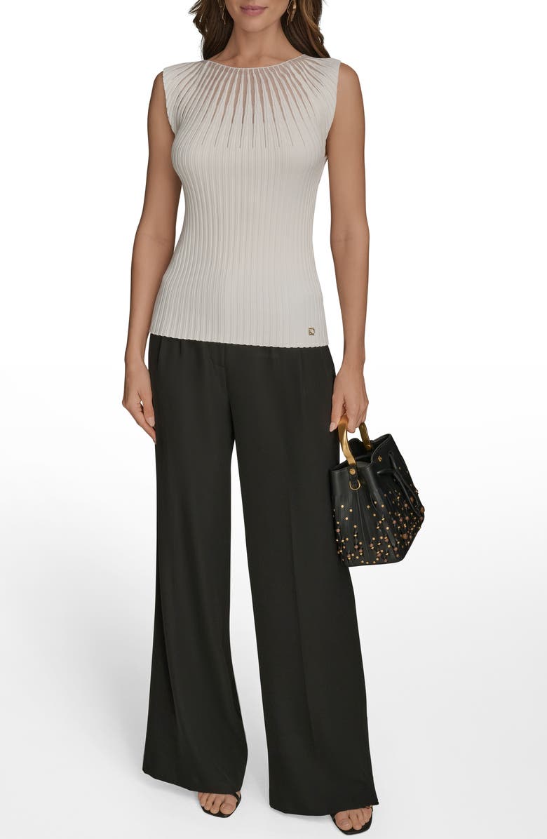 Donna Karan New York Illusion Yoke Sleeveless Sweater, Alternate, color, Cream