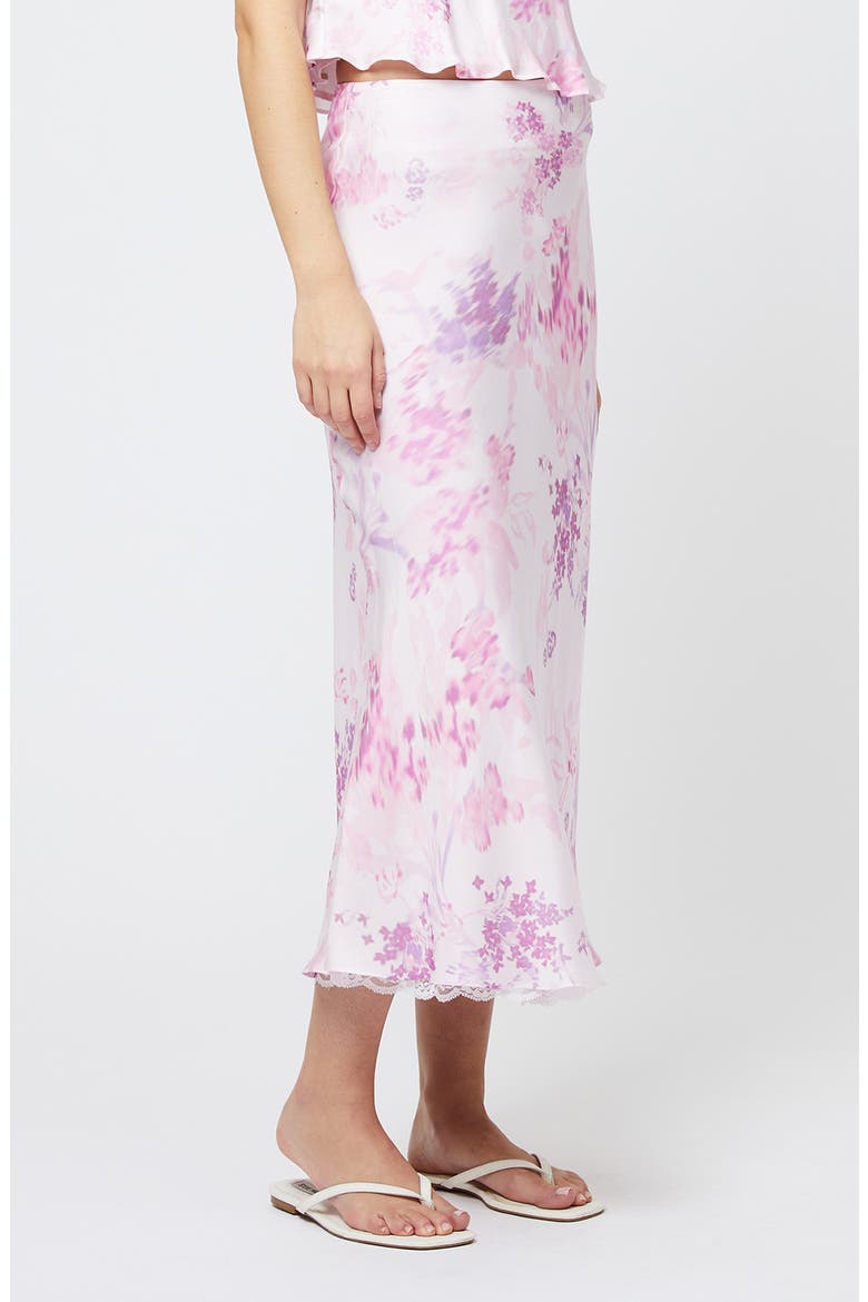 Elyria Floral Print Satin Midi Skirt, Alternate, color, SWEET PINK MULTI