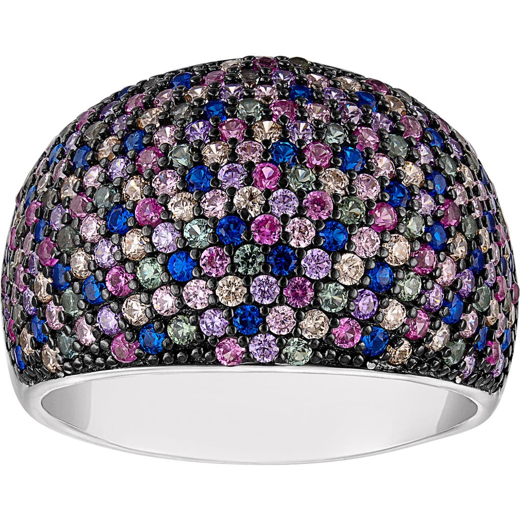 Fuzion Creations Multicolor Pavé Cubic Zirconia Dome Ring In Silver