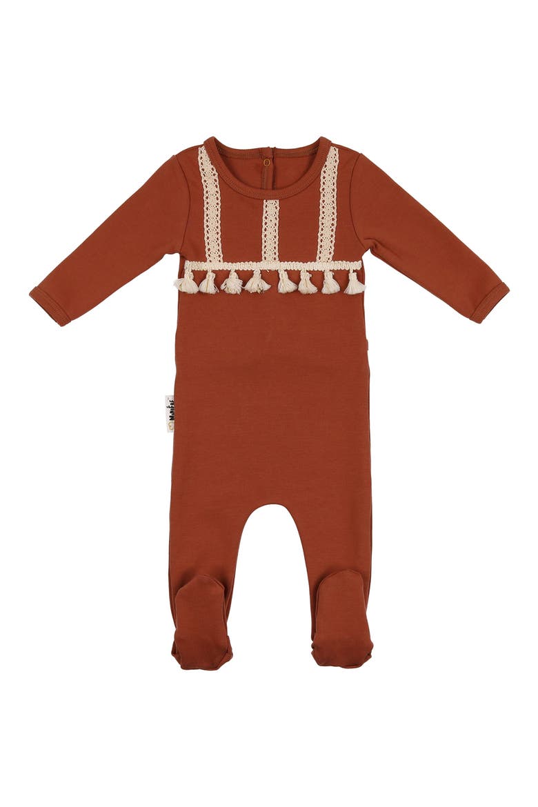 Crochet Tassel Stretch Cotton Footie, Main, color, GINGER