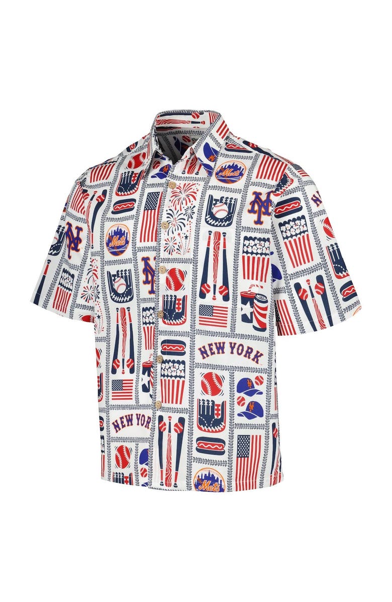 Reyn Spooner Men's Reyn Spooner White New York Mets Americana Button-Up Shirt, Alternate, color, White