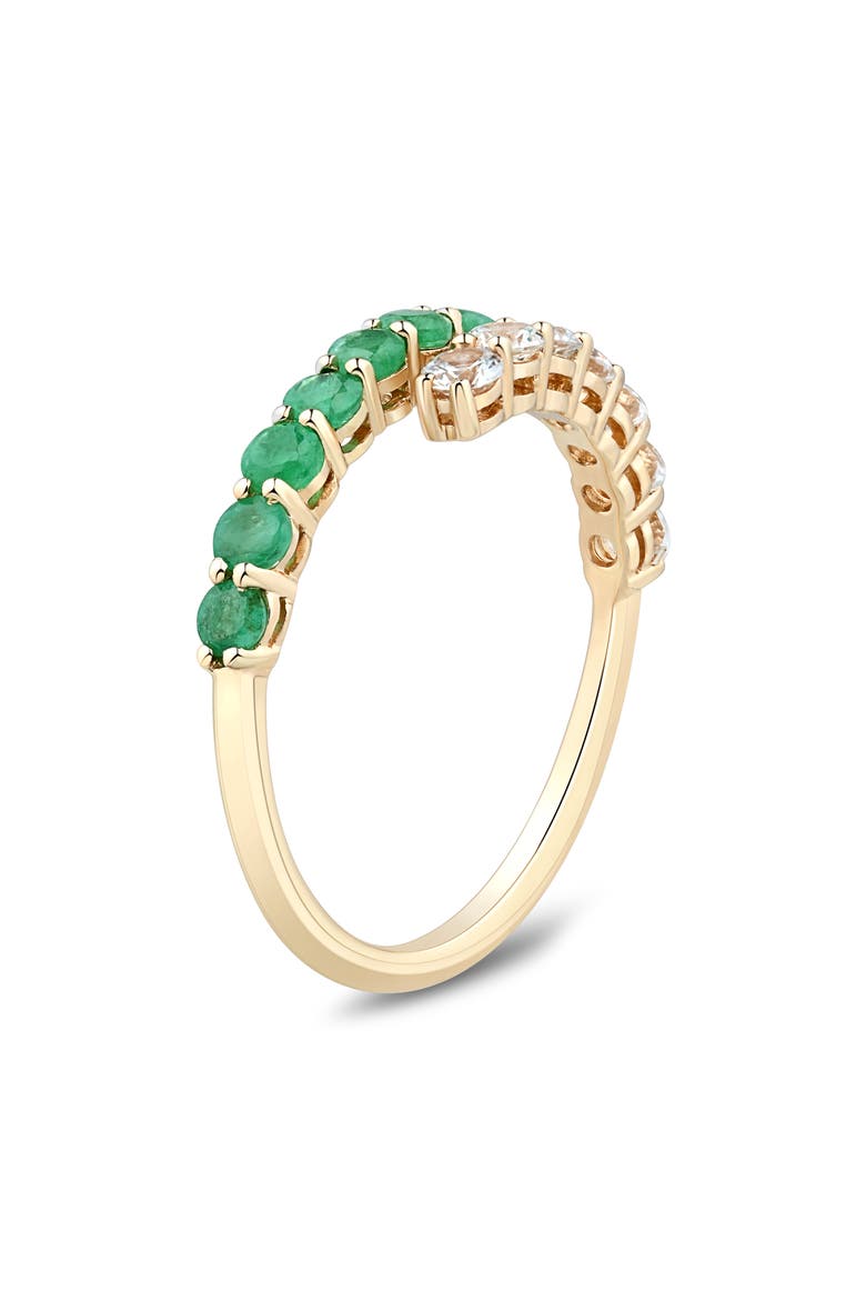 14K Yellow Gold Emerald & White Sapphire Bypass Ring, Alternate, color, YELLOW GOLD