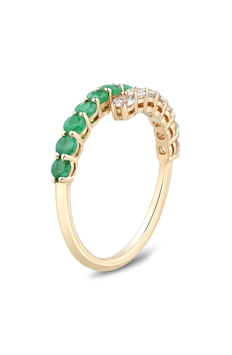 Frankie & Zoe 14K Yellow Gold Emerald & White Sapphire Bypass Ring, Alternate, color, Yellow Gold