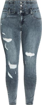 City Chic Asha Ripped Skinny Jeans