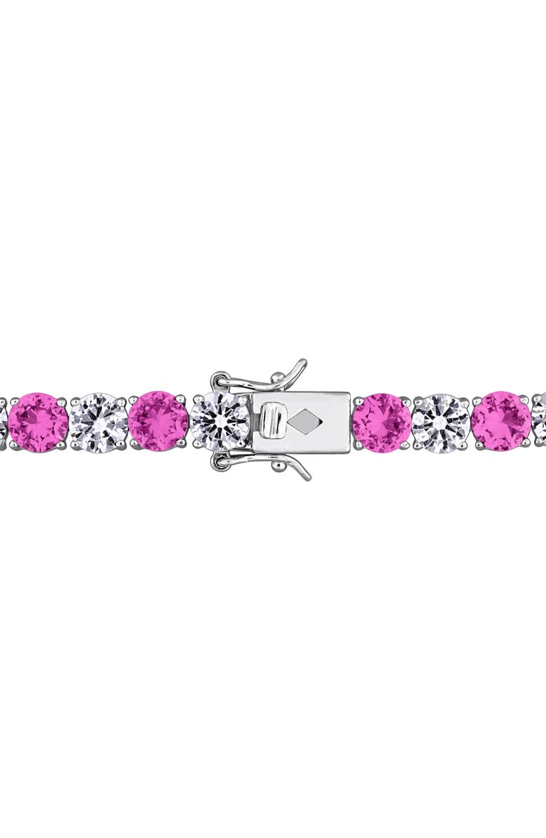 Julianna B. Lab-Created Pink & White Sapphire Tennis Necklace, Alternate, color, Created Sapphire