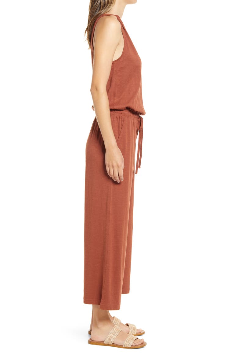 Pop-On Jersey Jumpsuit, Alternate, color, RUST SEQUOIA