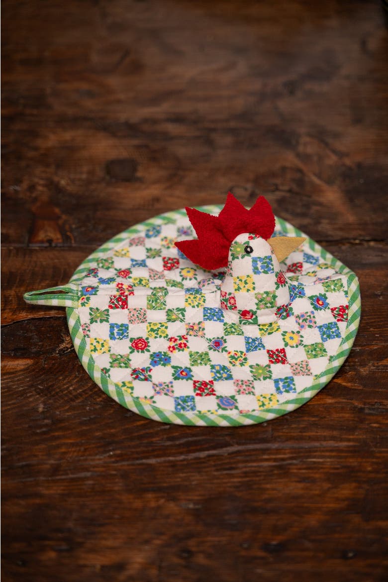 Rebecca Happy Hen Potholder, Alternate, color, Green