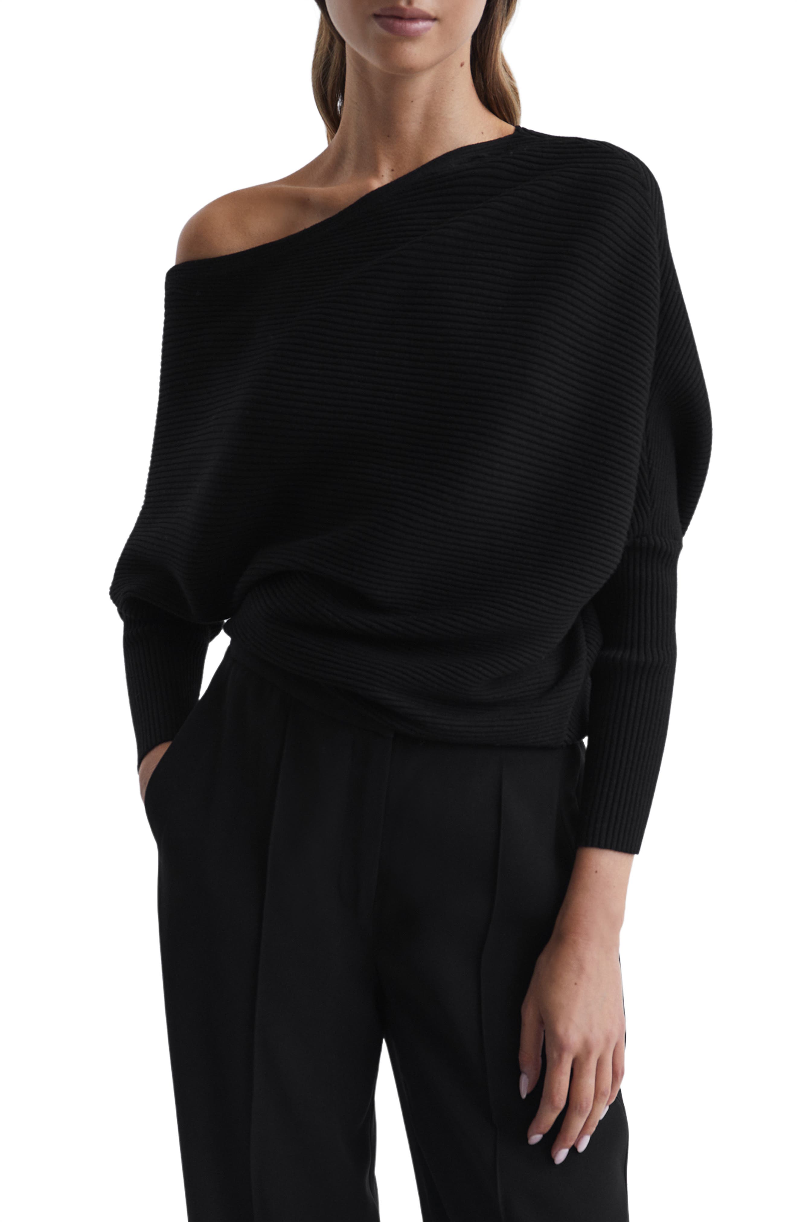 Reiss Lorna Off the Shoulder Rib Sweater
