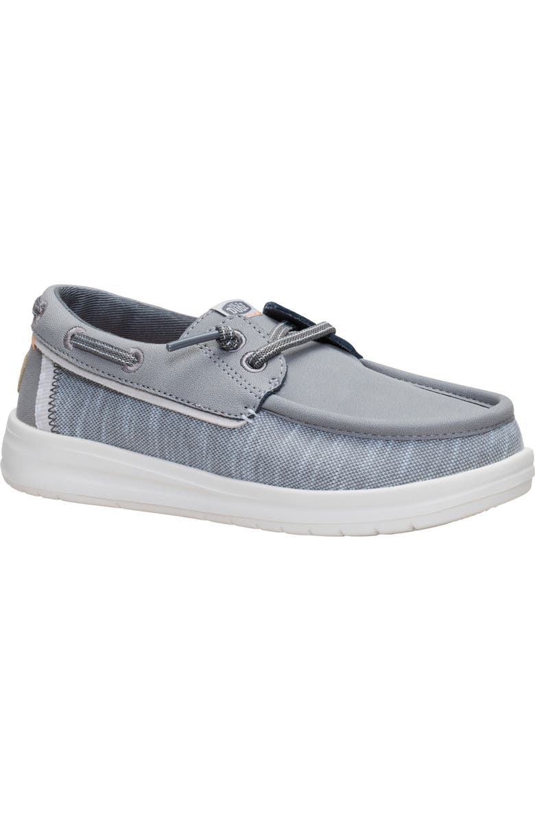 Hey Dude Kids' Wells Slip On Boat Shoe, Main, color, Light Grey