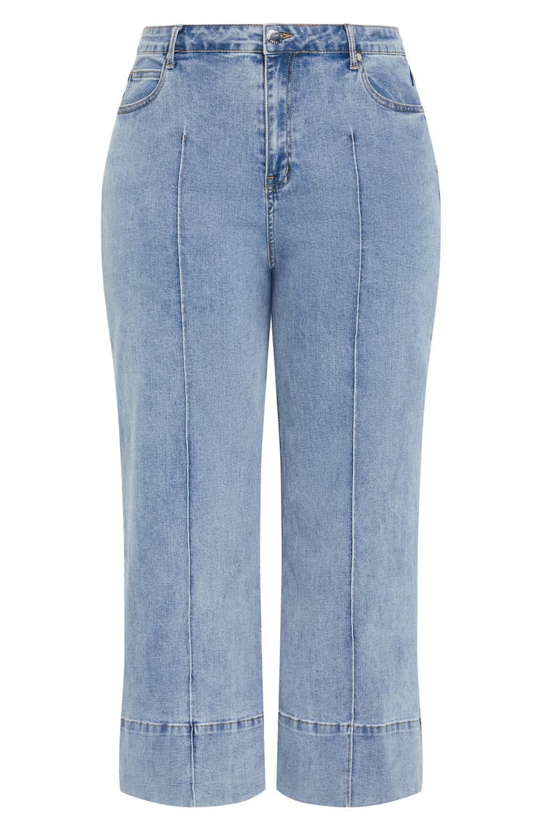 City Chic Millie Crop Wide Leg Jeans, Alternate, color, Mid Denim