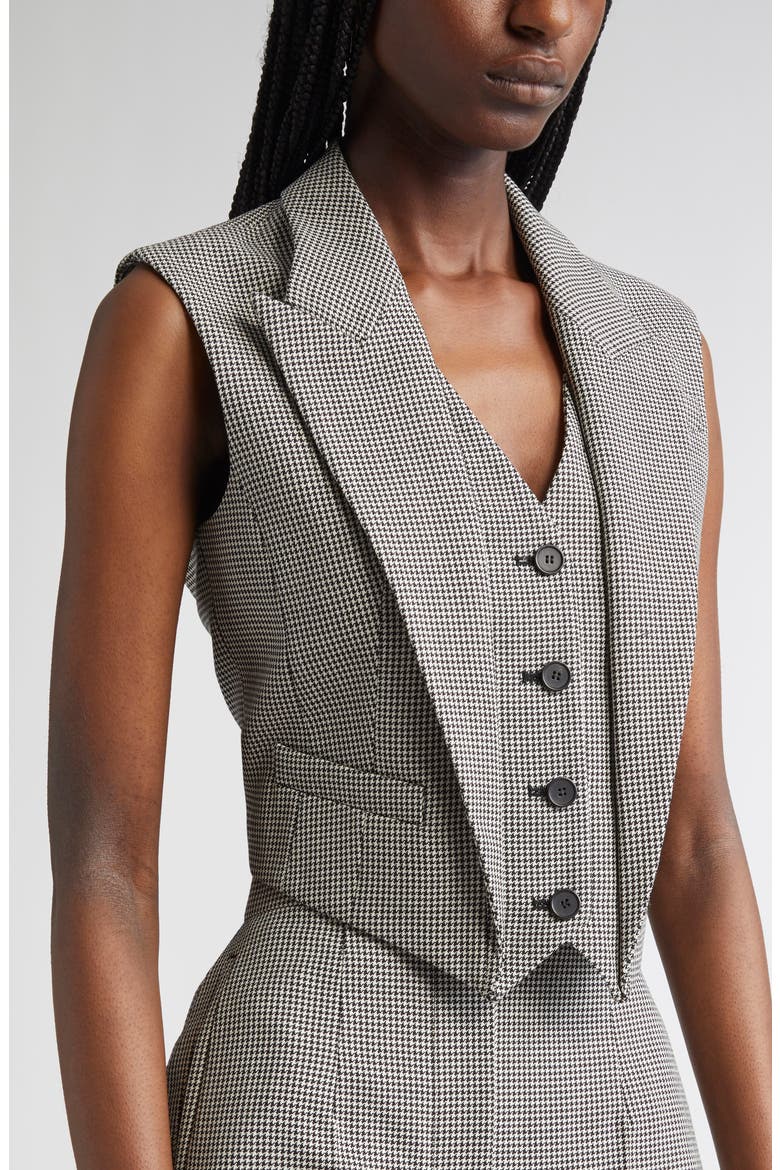 Houndstooth Wool & Mohair Vest, Alternate, color, BLACK/ IVORY