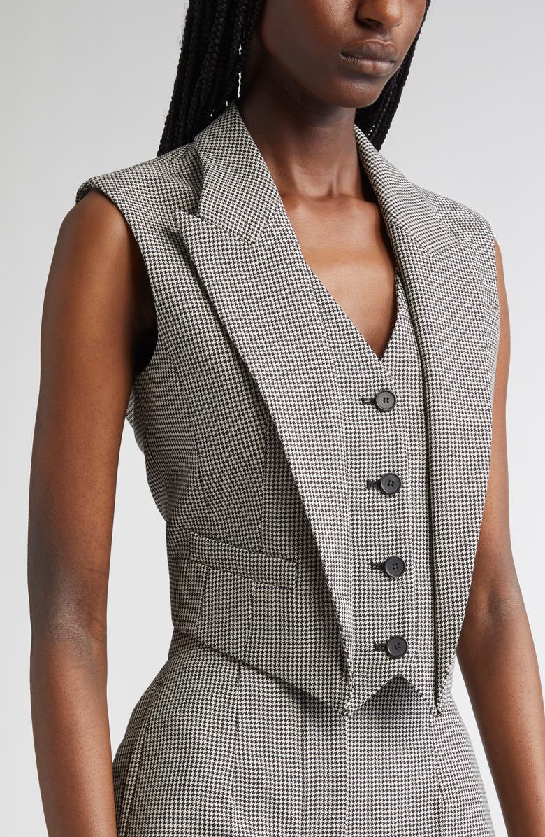 McQueen Houndstooth Wool & Mohair Vest, Alternate, color, 