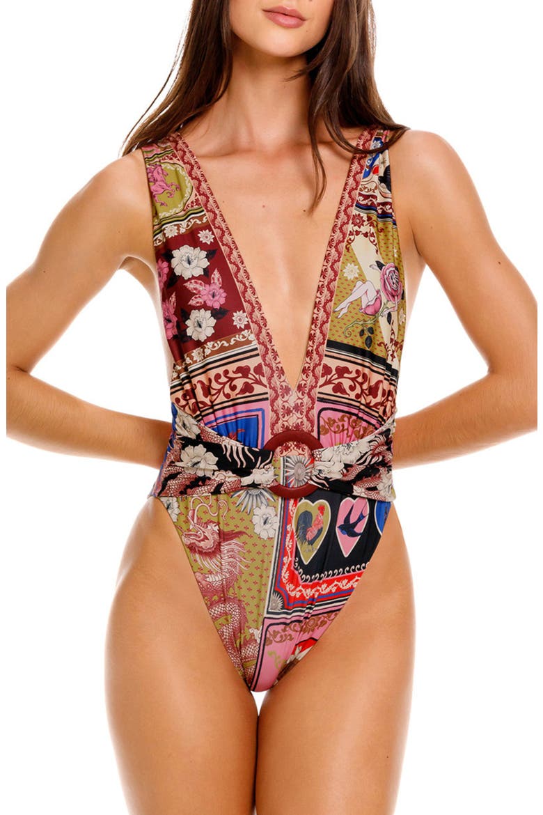 Ina One-Piece Swimsuit, Main, color, RED MULTI