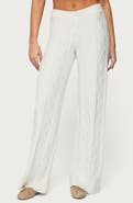 EDIKTED Louise Cable Knit Straight Leg Pants