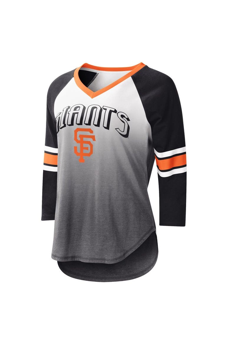 Women's G-III 4Her by Carl Banks White/Black San Francisco Giants Lead-Off Raglan 3/4-Sleeve V-Neck T-Shirt, Alternate, color, White