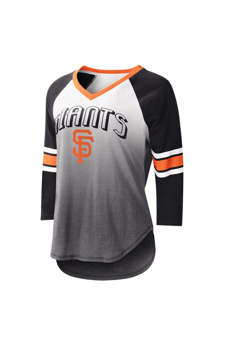 G-III 4HER BY CARL BANKS Women's G-III 4Her by Carl Banks White/Black San Francisco Giants Lead-Off Raglan 3/4-Sleeve V-Neck T-Shirt, Alternate, color, White