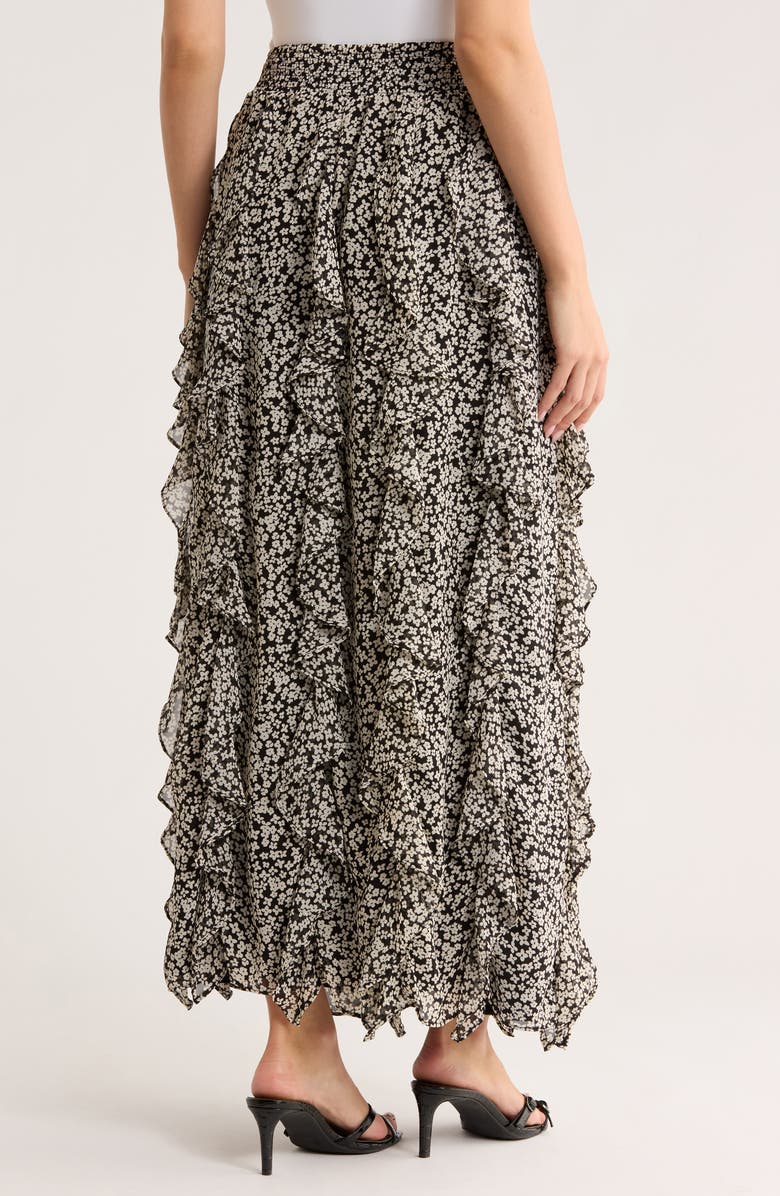 1.STATE Corkscrew Floral Ruffle Maxi Skirt, Alternate, color, Rich Black