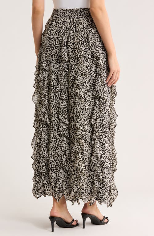 1.state Corkscrew Floral Ruffle Maxi Skirt In Multi