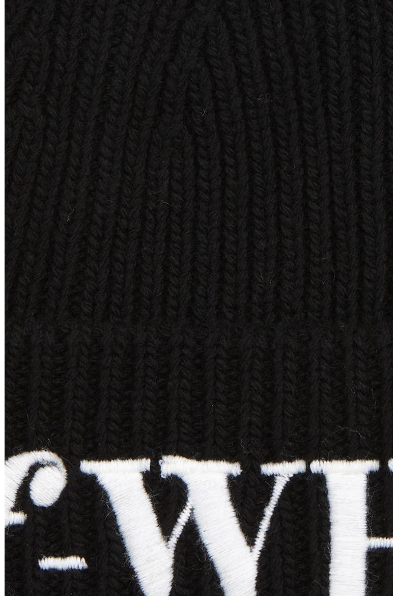 Logo Embroidered Wool Beanie, Alternate, color, BLACK WHITE