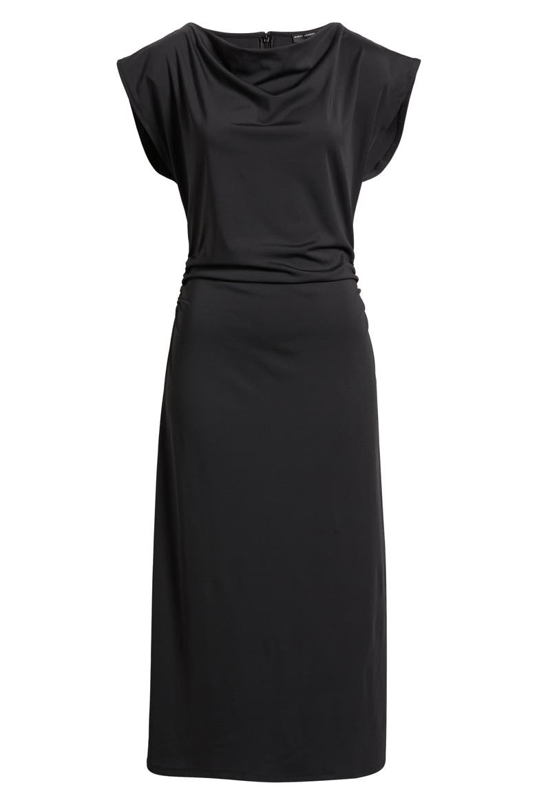 Draped Midi Dress, Alternate, color, BLACK