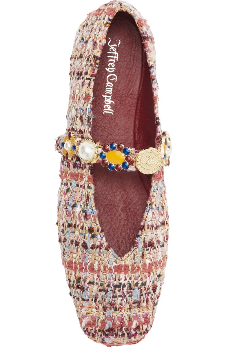 Jeffrey Campbell Amarissa Mary Jane Flat, Alternate, color, Wine Beige Tweed