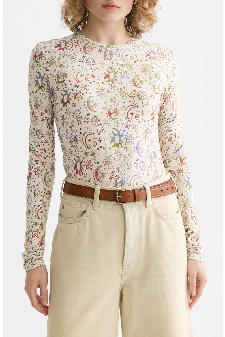 Print Long Sleeve T-Shirt, Main, color, COSMIC SKY EGGNOG