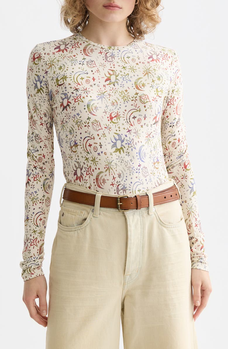 Scotch & Soda Print Long Sleeve T-Shirt, Main, color, Cosmic Sky Eggnog