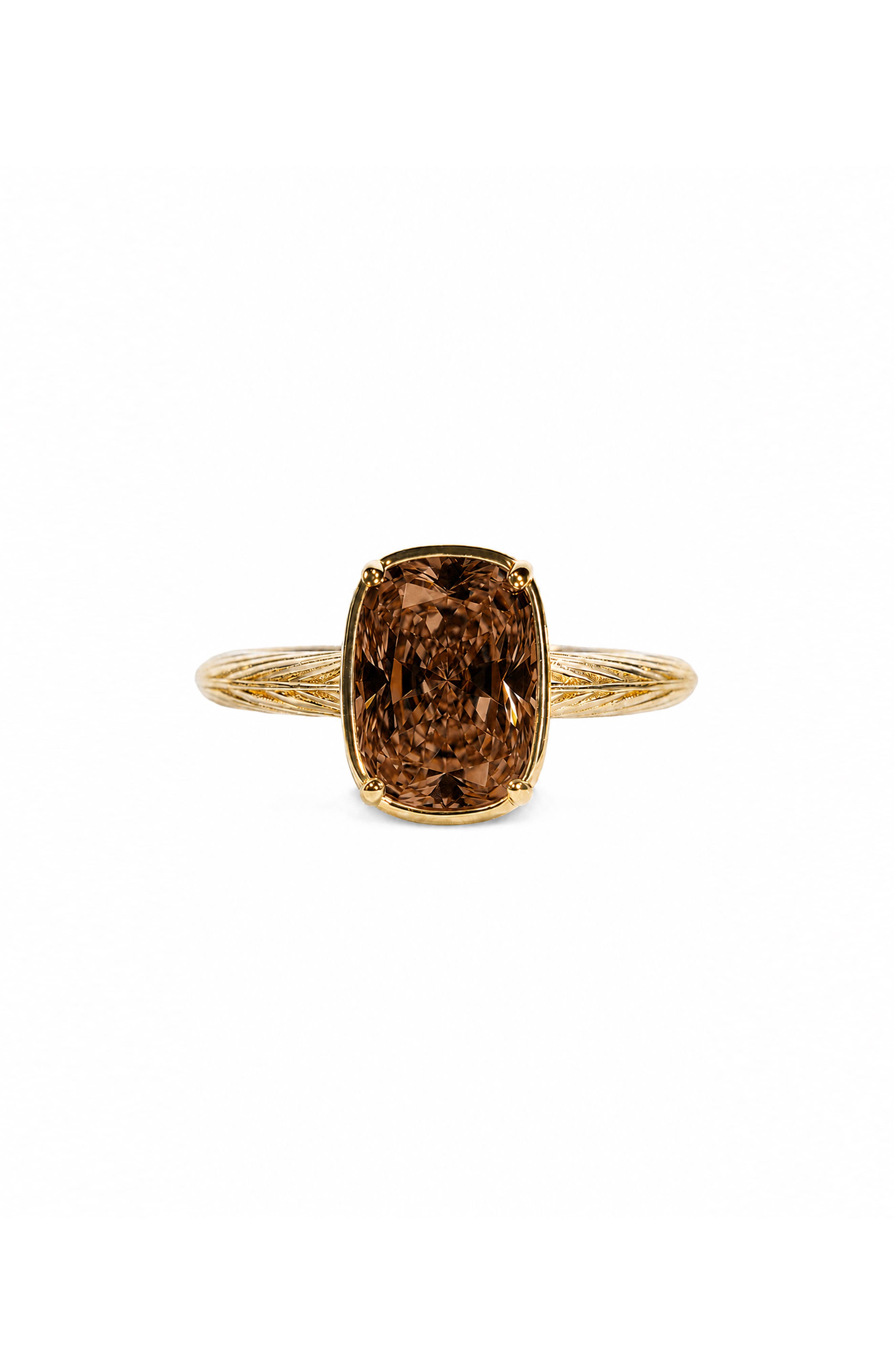 Sterling Forever Sterling Silver Mini Chocolate Cubic Zirconia Ring in Chocolate/gold at Nordstrom, Size 10