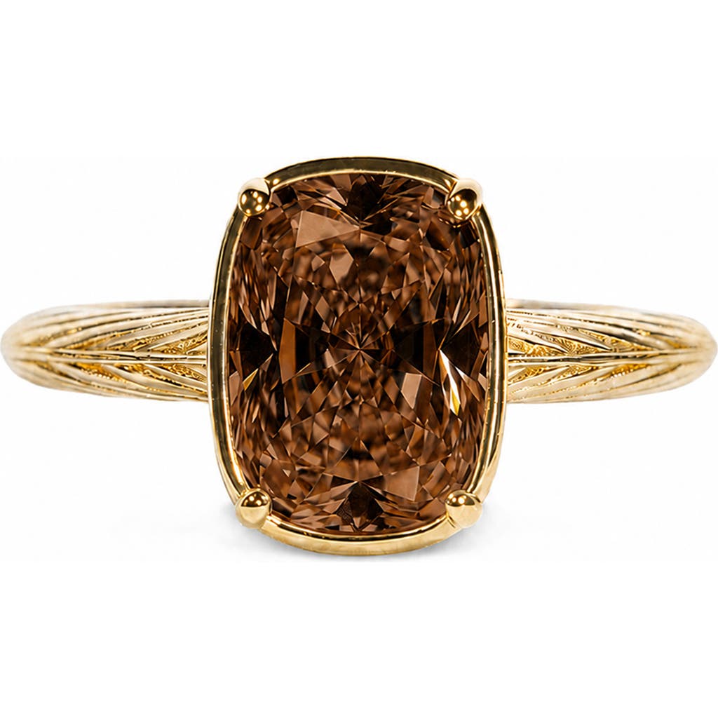 Sterling Forever Sterling Silver Mini Chocolate Cubic Zirconia Ring in Chocolate/gold at Nordstrom, Size 10