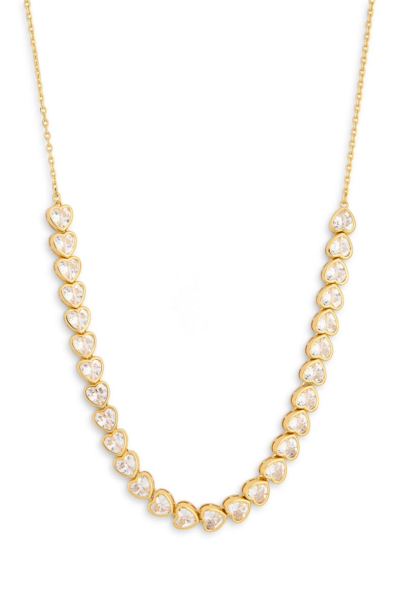 cubic zirconia tennis necklace, Main, color, CLEAR/ GOLD