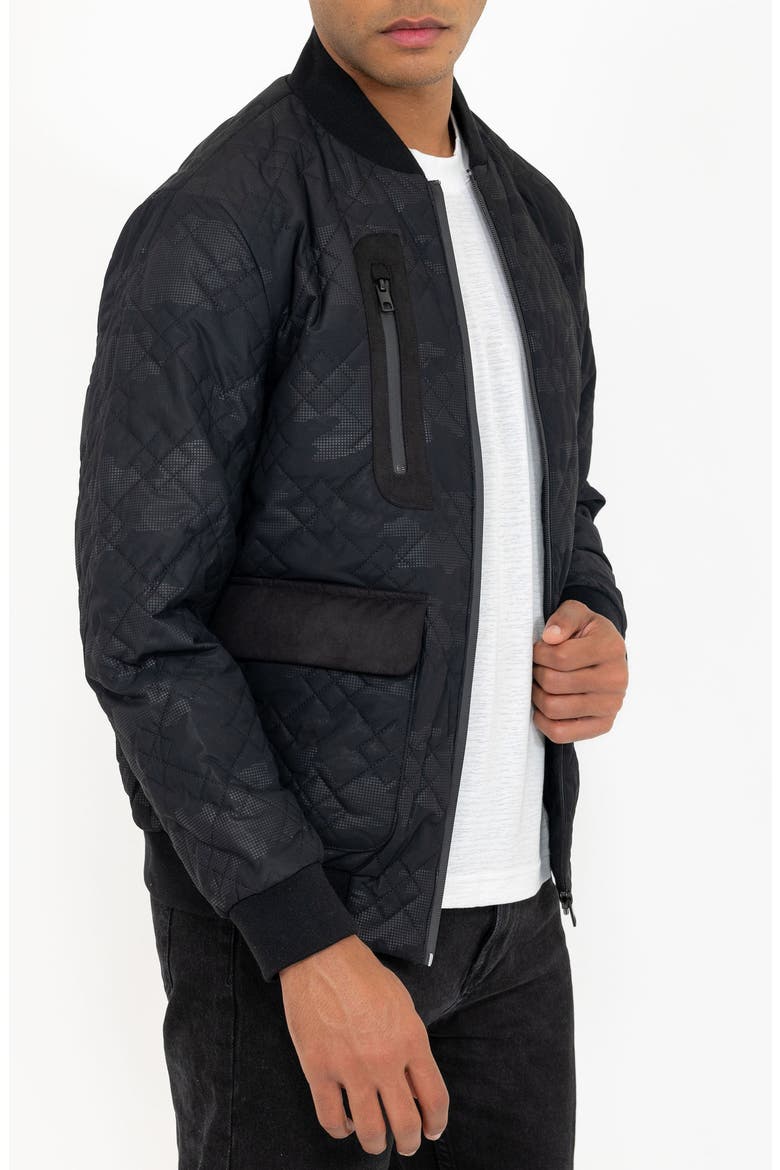Quilted Bomber Jacket, Alternate, color, BLACK