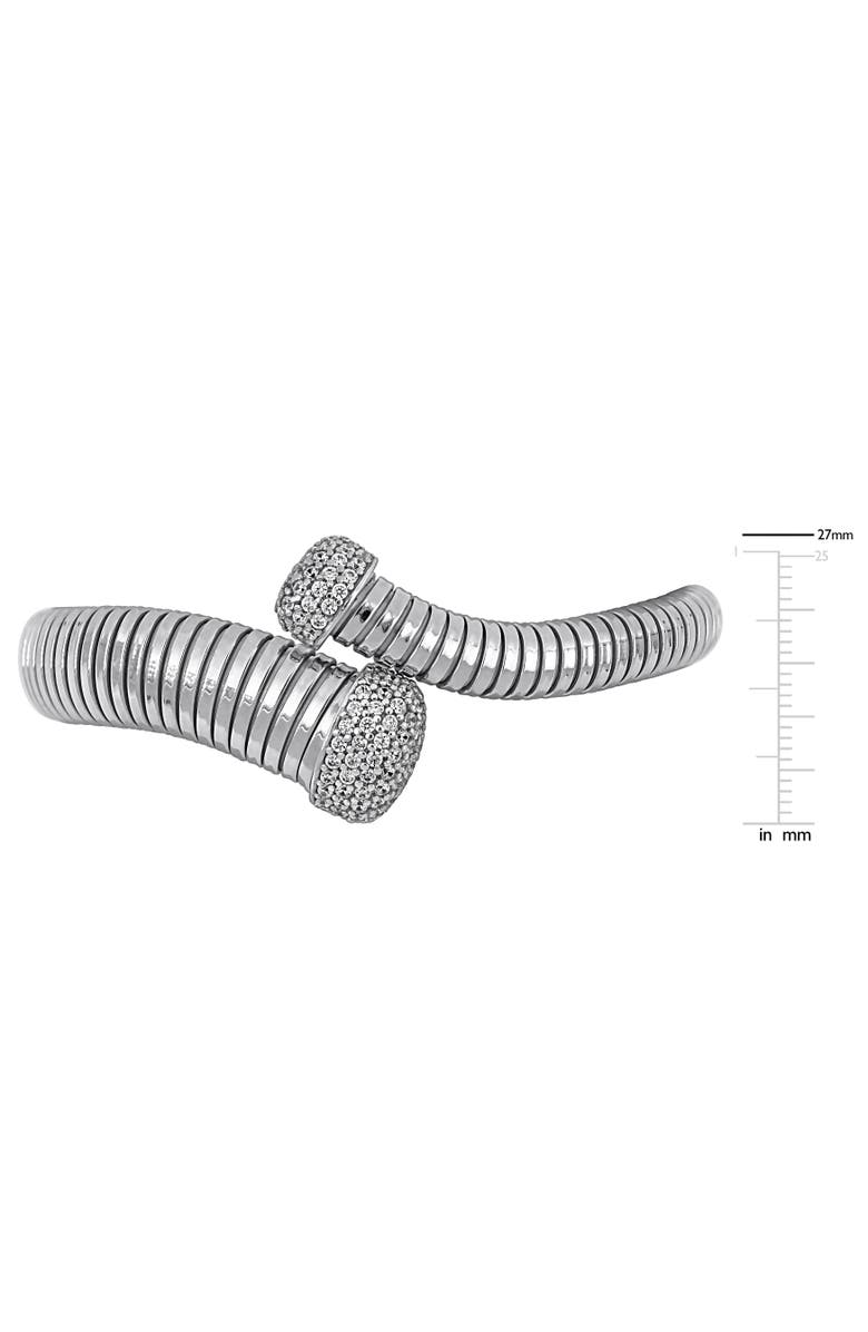 Julianna B. Cubic Zirconia Bypass Wrap Bangle Bracelet, Alternate, color, Sterling Silver