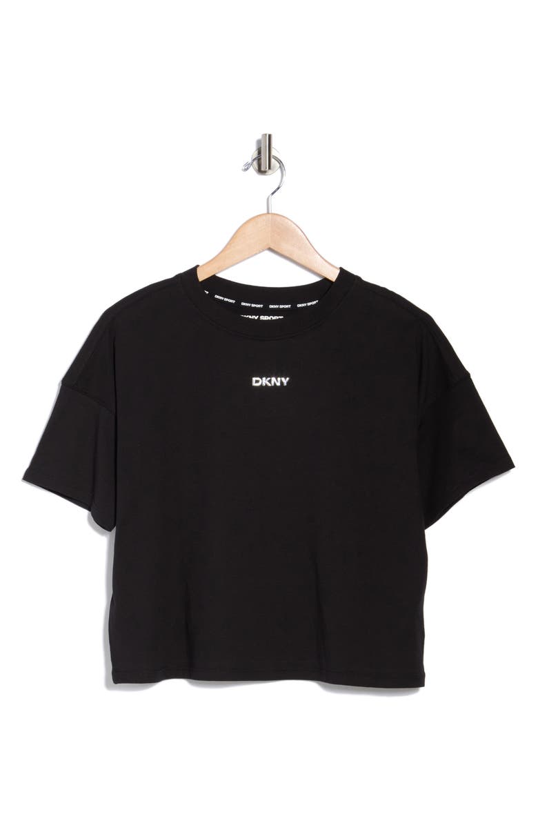 DKNY Metallic Bubble Logo Cotton T-Shirt, Main, color, Black