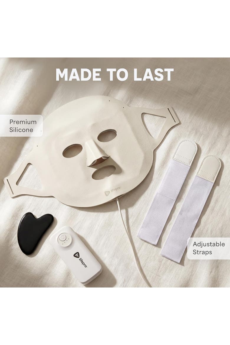 Silicone LED Face Mask Redlight therapy with RBG light Portable LED mask, Alternate, color, White
