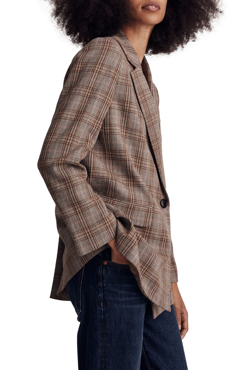 Madewell Caldwell Plaid Double Breasted Blazer, Alternate, color, 