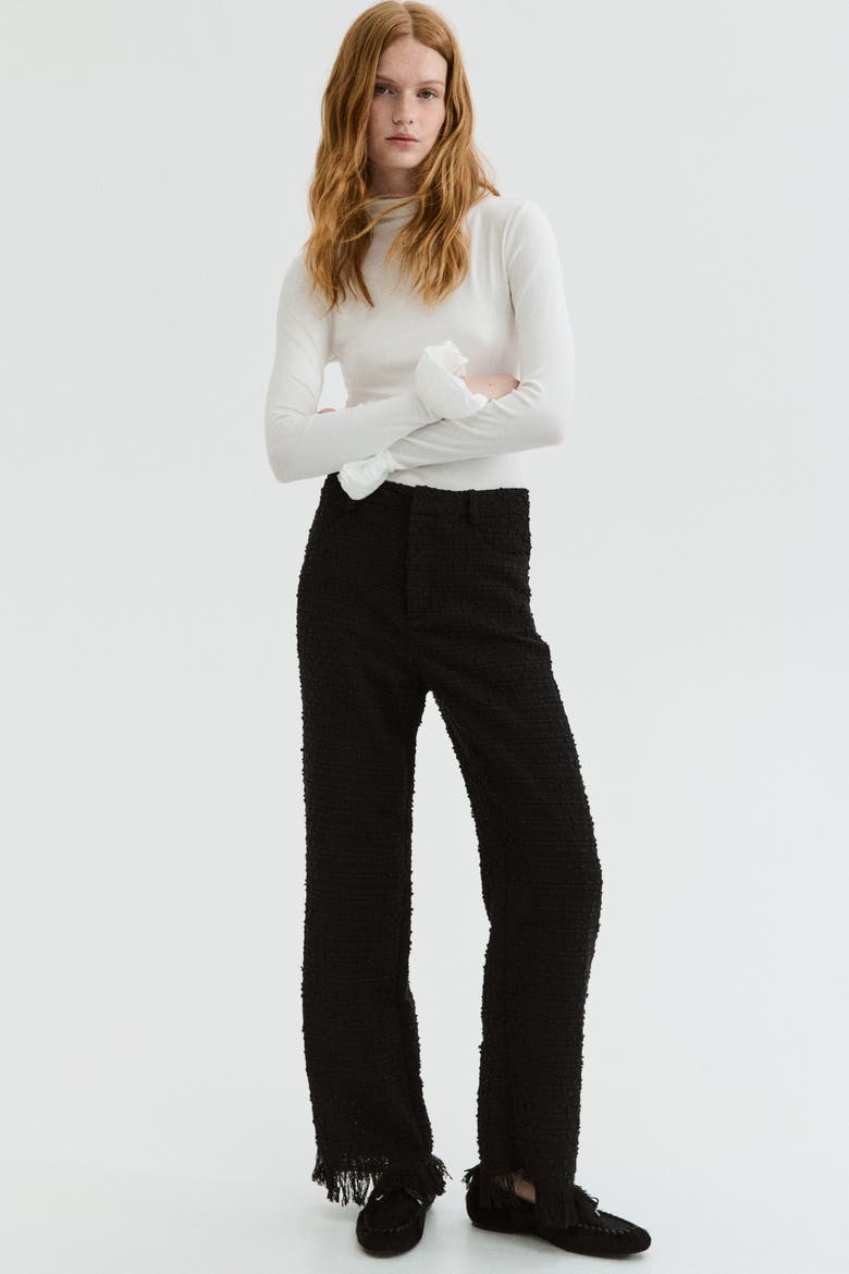Textured Trousers, Alternate, color, Black