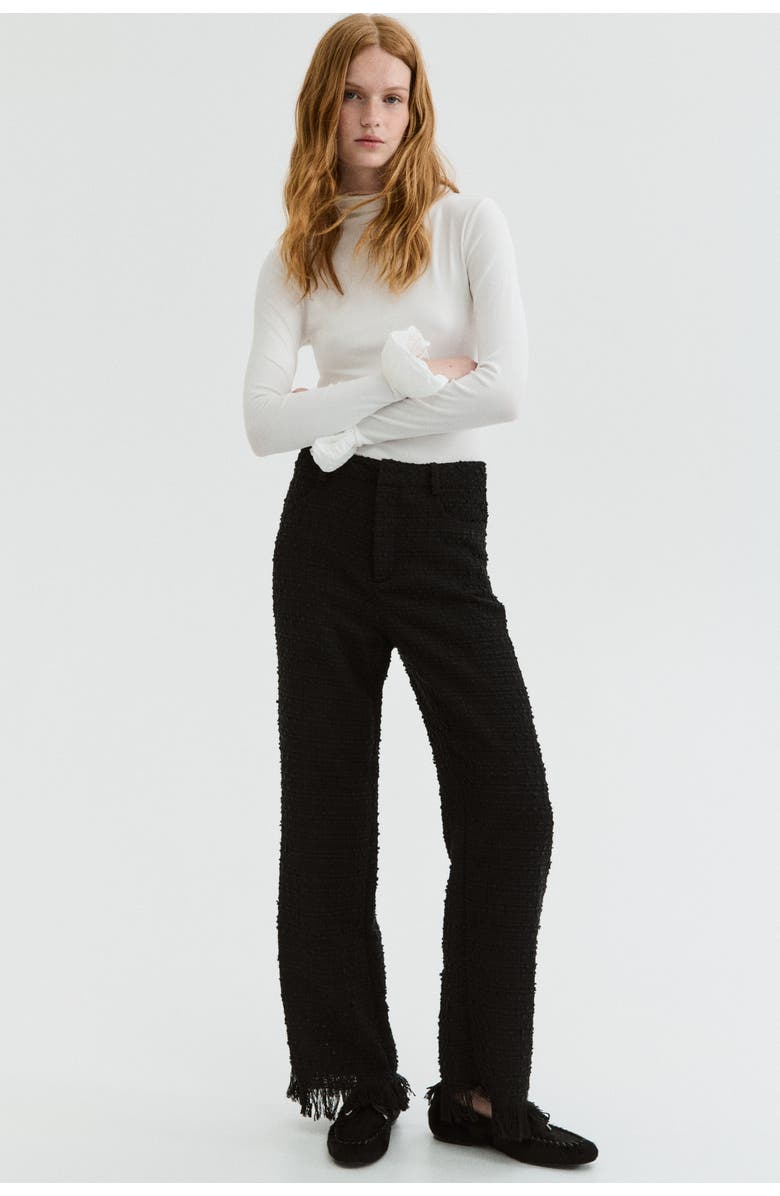 H&M Textured Trousers, Alternate, color, Black