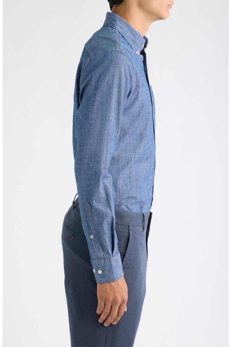 Everyday Slim Fit Stretch Cotton Chambray Button-Down Shirt, Alternate, color, SEA BLUE WASH