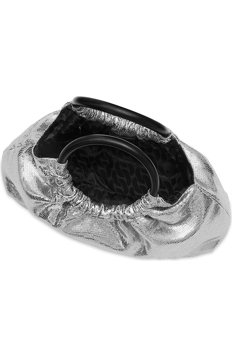 Rebecca Minkoff Mini Madeleine Metallic Leather Top Handle Bag, Alternate, color, Silver