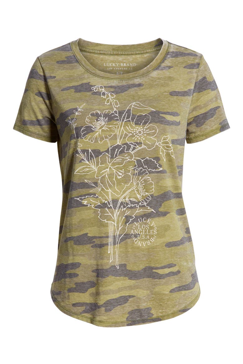 Flower Logo Camo Tee, Alternate, color, GREEN MULTI