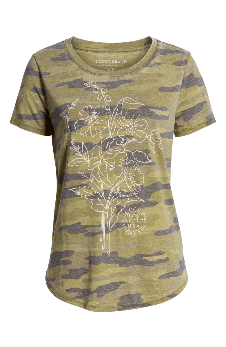 Lucky Brand Flower Logo Camo Tee, Alternate, color, 