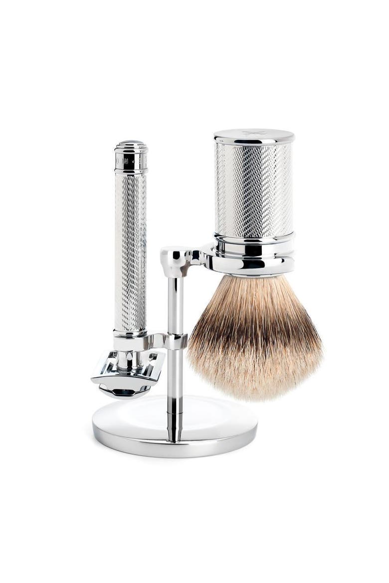 Chrome Silvertip Badger & Closed Comb Safety Razor Shaving Set, Main, color, Chrome
