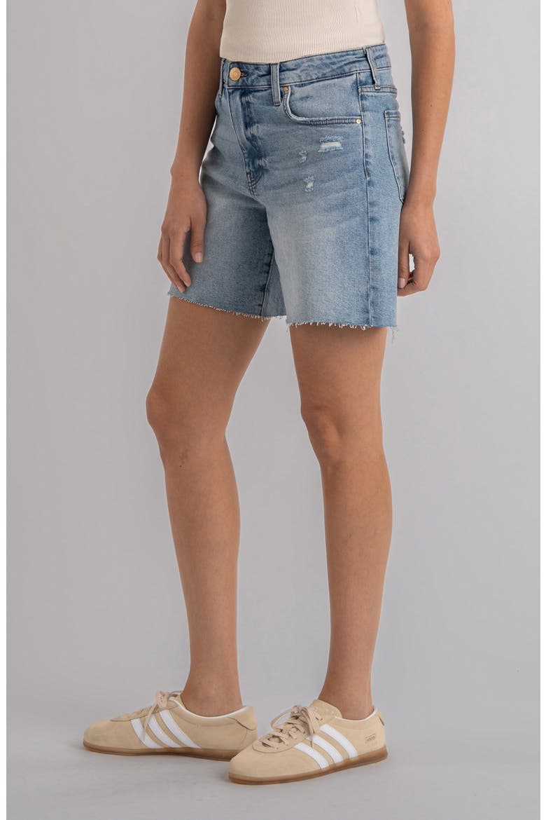 Hailey Raw Hem High Waist Denim Bermuda Shorts, Alternate, color, FOCUS
